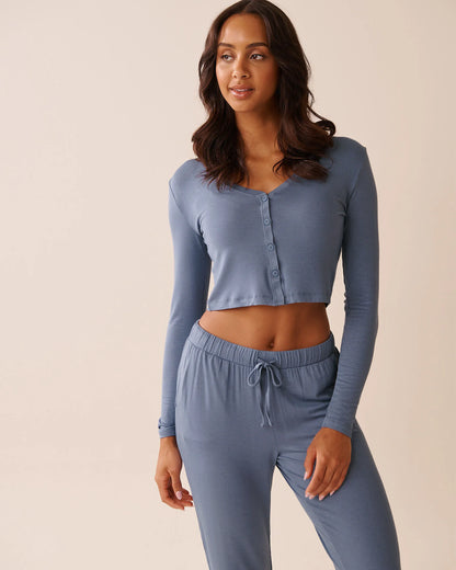 La Vie en Rose_Stonewash_Soft Jersey Long Sleeve Crop Top_60100157_40011_01