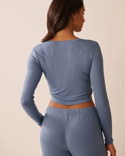 La Vie en Rose_Stonewash_Soft Jersey Long Sleeve Crop Top_60100157_40011_02