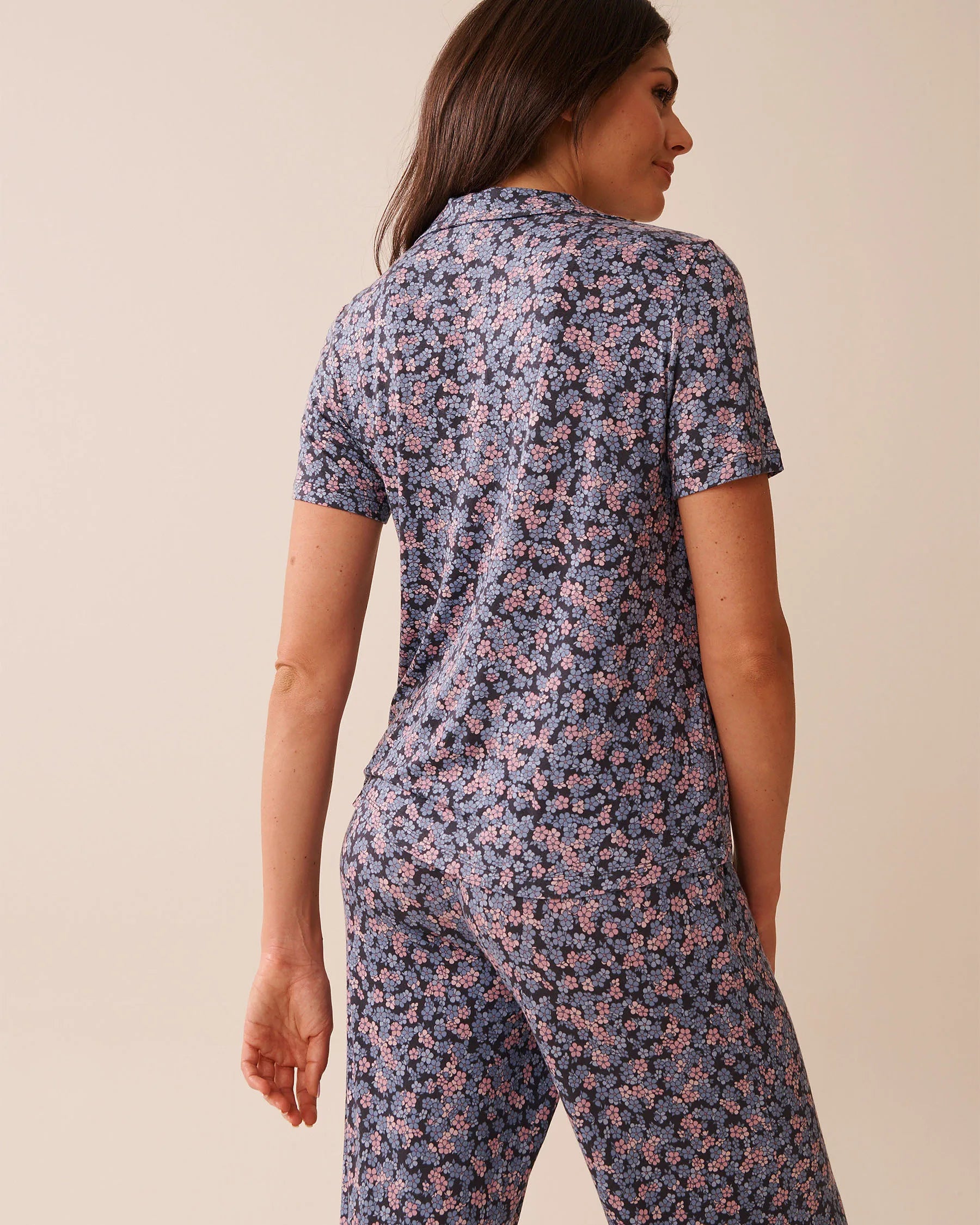 La Vie en Rose_Multi Periscope Ditsy_Ditsy Floral Print Soft Jersey Short Sleeve Button_60100158_P00458_02