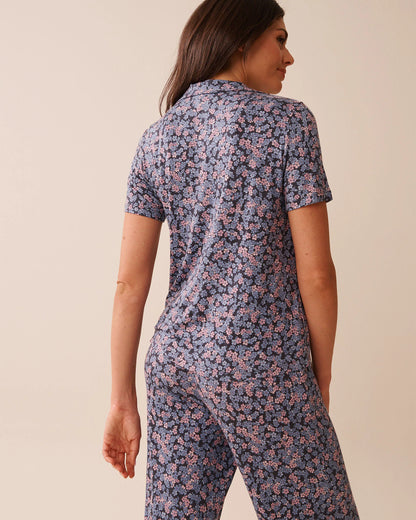 La Vie en Rose_Multi Periscope Ditsy_Ditsy Floral Print Soft Jersey Short Sleeve Button_60100158_P00458_02