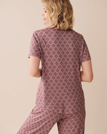 La Vie en Rose_Mauve Geo Ditsy_Geo Print Soft Jersey Short Sleeve Button-Down Shirt_60100158_P50101_02