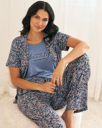 La Vie en Rose_Stonewash_Ditsy Floral Print Soft Jersey Crew Neck T-Shirt_60100159_40011_01