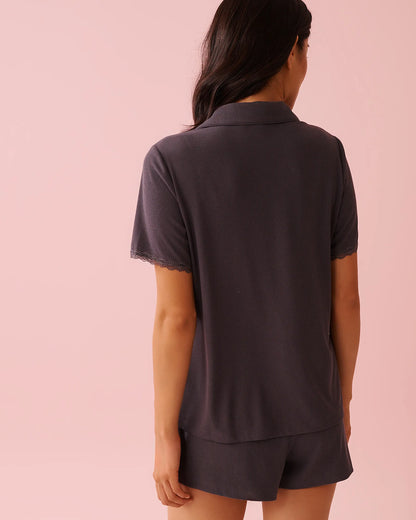 La Vie en Rose_Periscope_Ribbed Modal and Lace Trim Button-down Shirt_60100177_00049_02