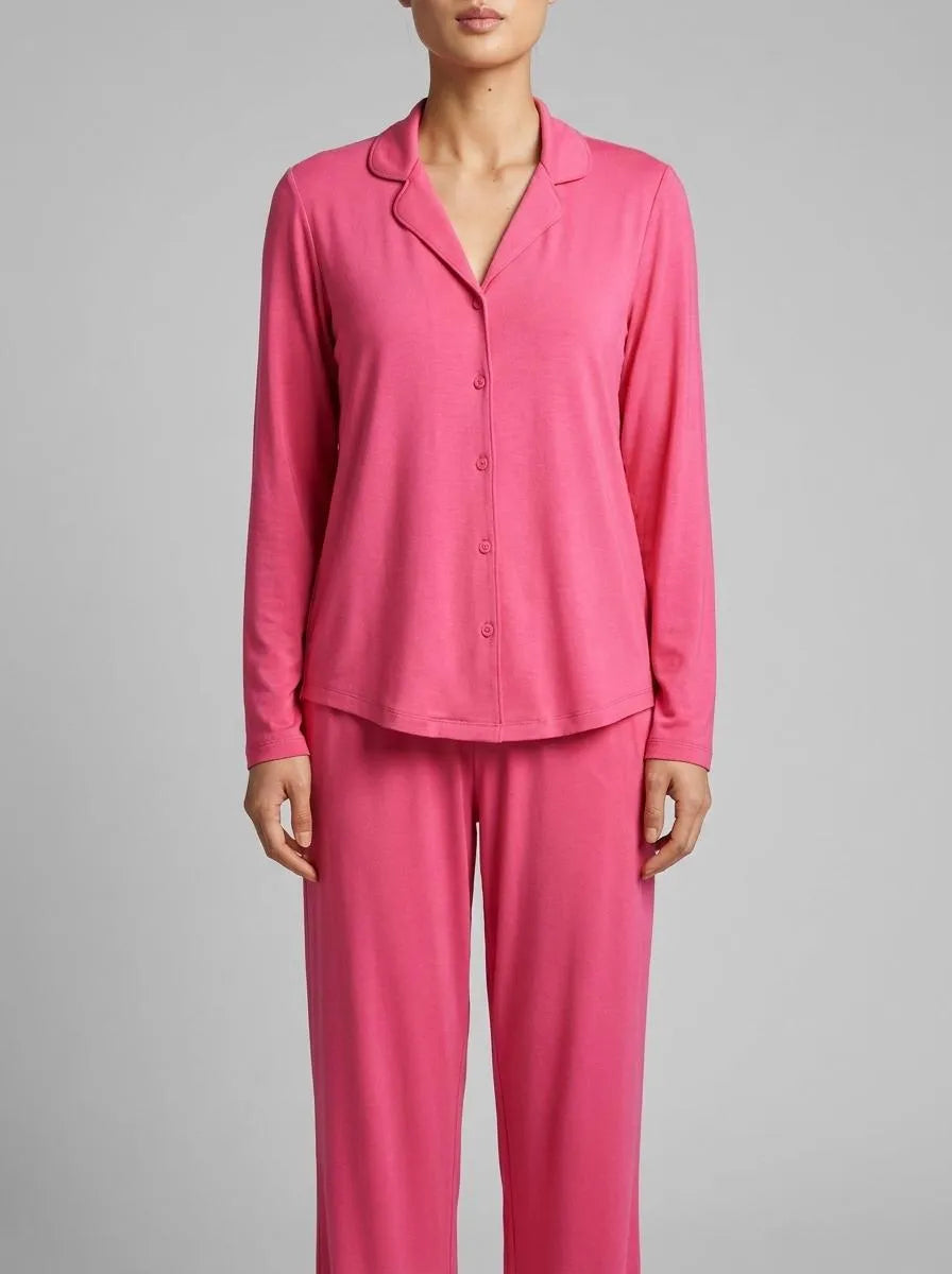 La Vie en Rose_Fuchsia Rose_Modal Long Sleeve Button-down Shirt_60100179_60228_00