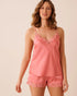 La Vie en Rose Flamingo Plume Women LUXURY EDITION Lace Trim Satin Cami SKU: 60100183_60239 Image 01