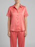 La Vie en Rose Flamingo Plume Women LUXURY EDITION Lace Trim Satin Button-down Shirt SKU: 60100184_60239 Image 00