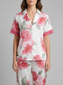 La Vie en Rose Snow White Flowers Women LUXURY EDITION Camellia Print Lace Trim Satin Button-down Shirt SKU: 60100184_P10585 Image 00
