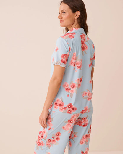 La Vie en Rose Stratosphere Blossom Women Spring Blossom Print Lace Trim Button-down Shirt SKU: 60100186_P40551 Image 02