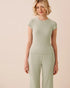 La Vie en Rose Desert Sage Women Ribbed Modal Curve-Hugging Lounge T-Shirt SKU: 60100188_30035 Image 01