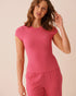 La Vie en Rose Party Punch Women Ribbed Modal Curve-Hugging Lounge T-Shirt SKU: 60100188_60238 Image 01