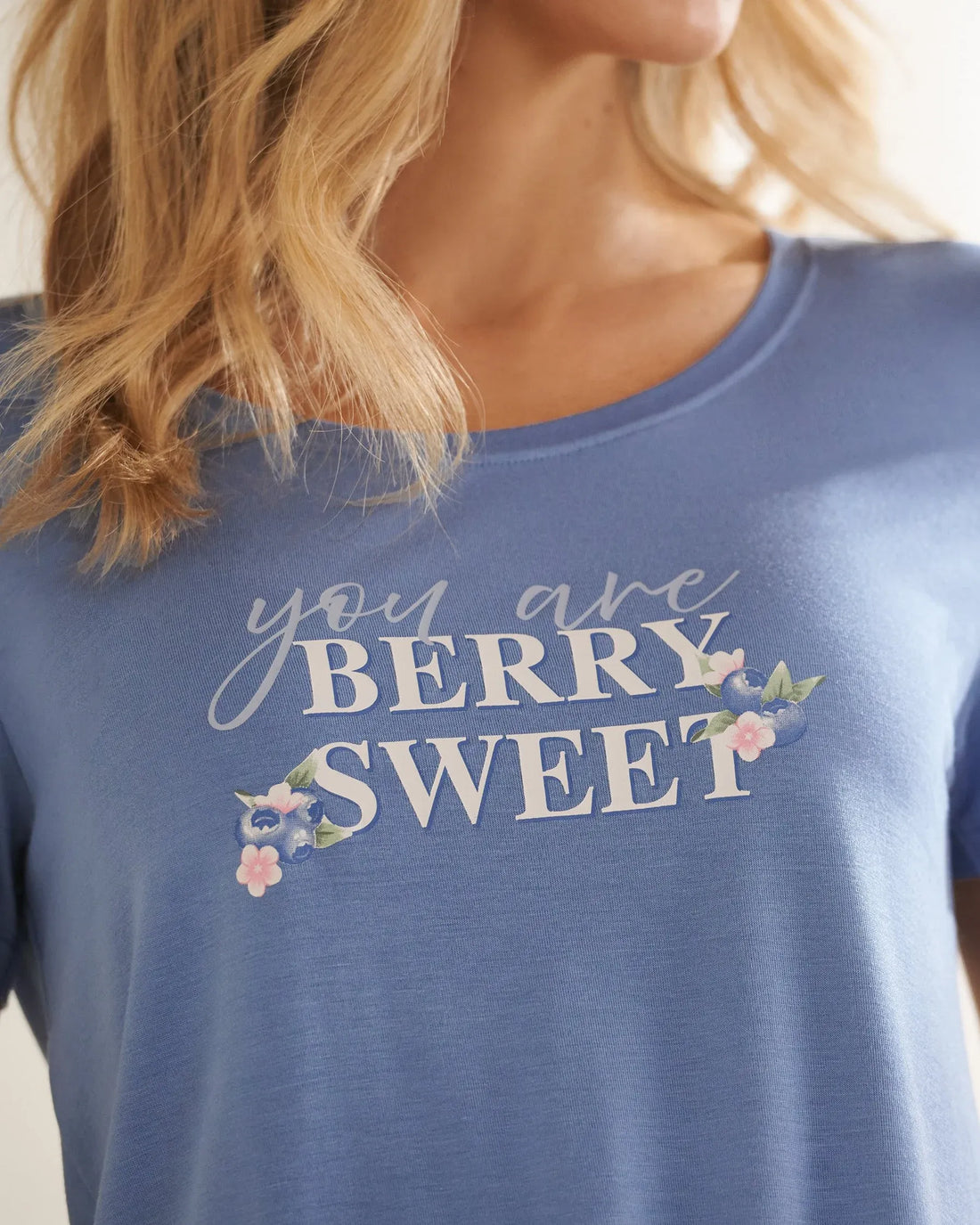 La Vie en Rose Ashleigh Blue Women Berry Print Soft Jersey T-shirt SKU: 60100190_40275 Image 02