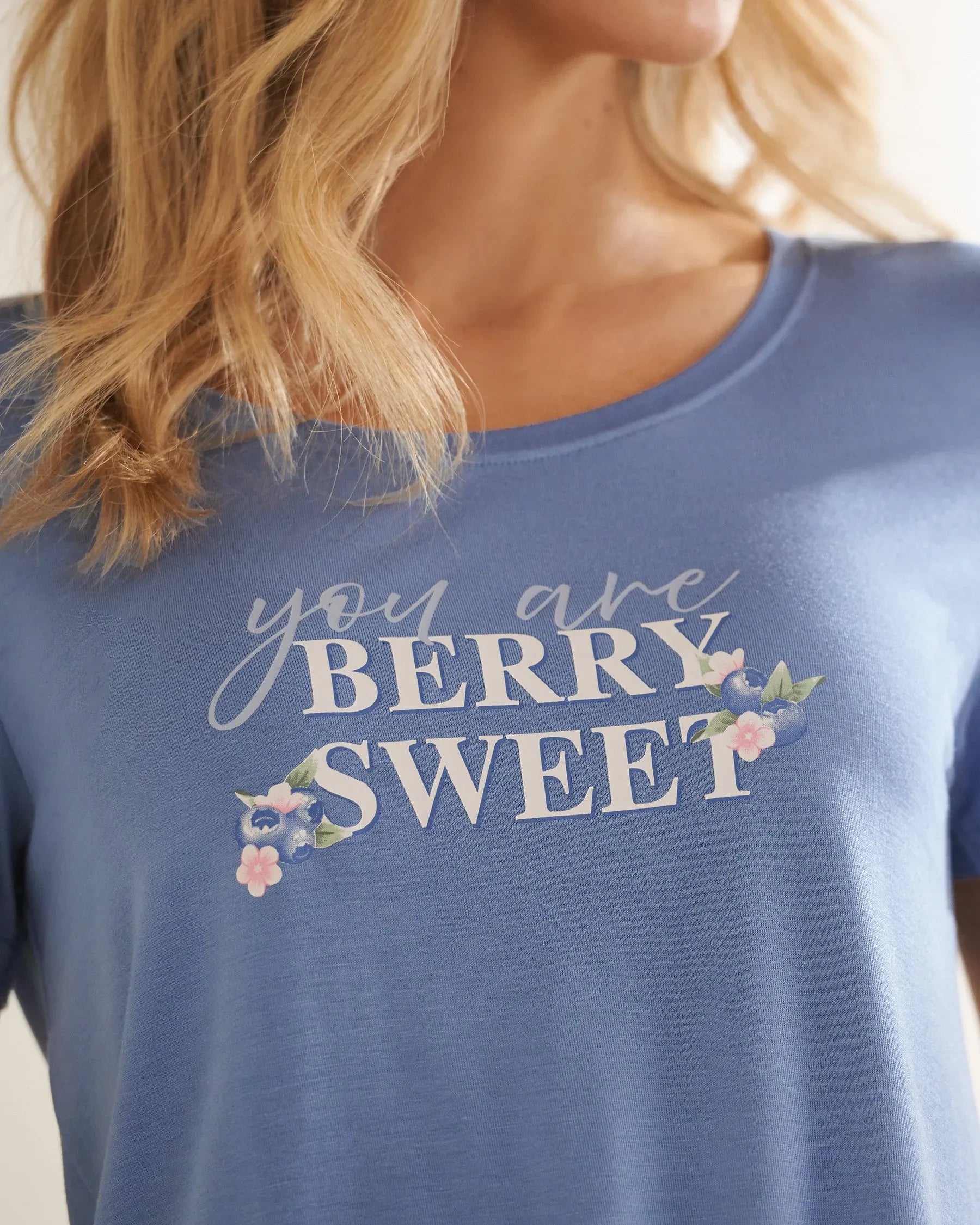 La Vie en Rose Ashleigh Blue Women Berry Print Soft Jersey T-shirt SKU: 60100190_40275 Image 02