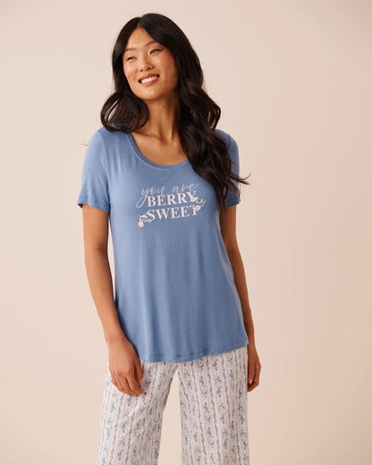 La Vie en Rose Ashleigh Blue Women Berry Print Soft Jersey T-shirt SKU: 60100190_40275 Image 03