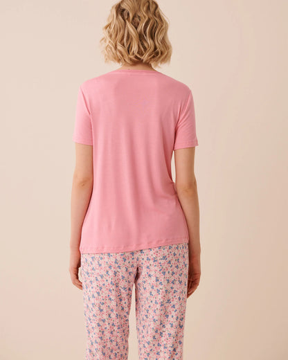 La Vie en Rose Sea Pink Women Pink Floral Print Soft Jersey T-shirt SKU: 60100190_60171 Image 02