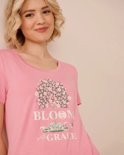 La Vie en Rose Sea Pink Women Pink Floral Print Soft Jersey T-shirt SKU: 60100190_60171 Image 03