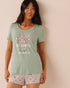 La Vie en Rose Frosty Green W/Screen 1 Women Pink Floral Print Soft Jersey T-shirt SKU: 60100190_P30148 Image 01