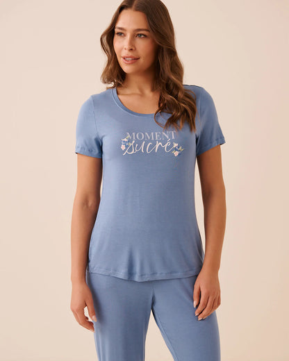 La Vie en Rose Ashleigh Blue W/Screen 1 Women Berry Print Soft Jersey T-shirt SKU: 60100190_P40560 Image 01