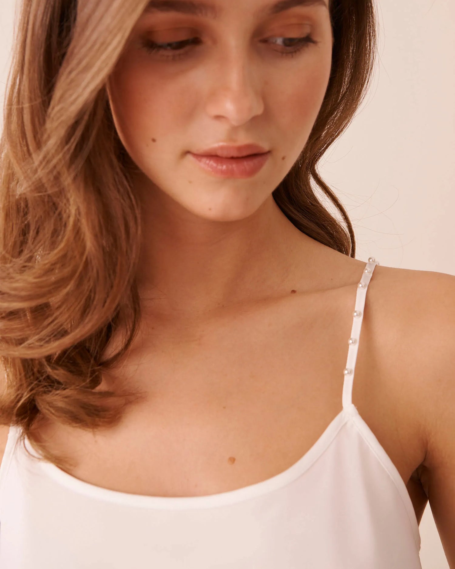 La Vie en Rose Snow White Women LUXURY EDITION Satin And Chiffon Cami with Beaded Straps SKU: 60100193_10011 Image 03