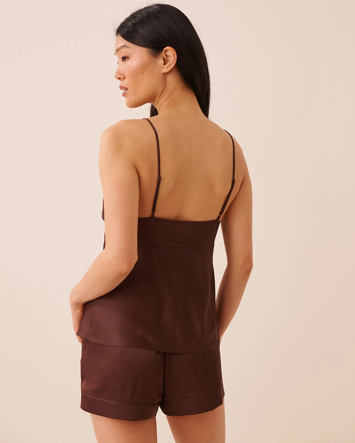 La Vie en Rose Brown Stone Women Luxury Edition Satin Cami Top SKU: 60100202_20131 Image 04