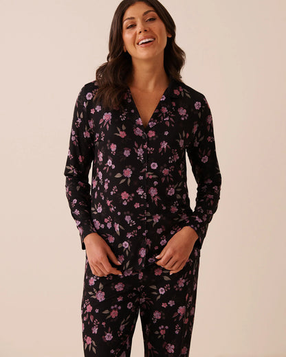 La Vie en Rose Flower Ditsy Women Floral Print Long Sleeve Button-Down Shirt SKU: 60100209_P00541 Image 01