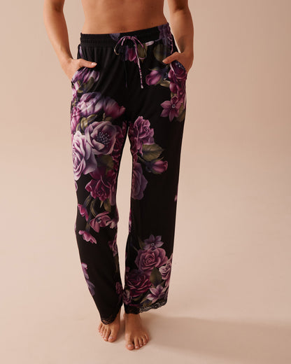 Purple Bouquet Micro and Lace Pants_60200108_P00369_01