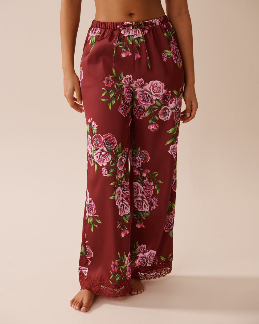 La Vie en Rose_Sun-Dried Flowers_LUXURY EDITION Rose Print Satin and Lace Trim Pants_60200137_P60390_01