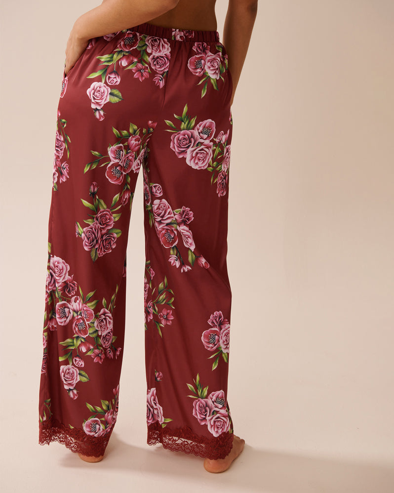 La Vie en Rose_Sun-Dried Flowers_LUXURY EDITION Rose Print Satin and Lace Trim Pants_60200137_P60390_02