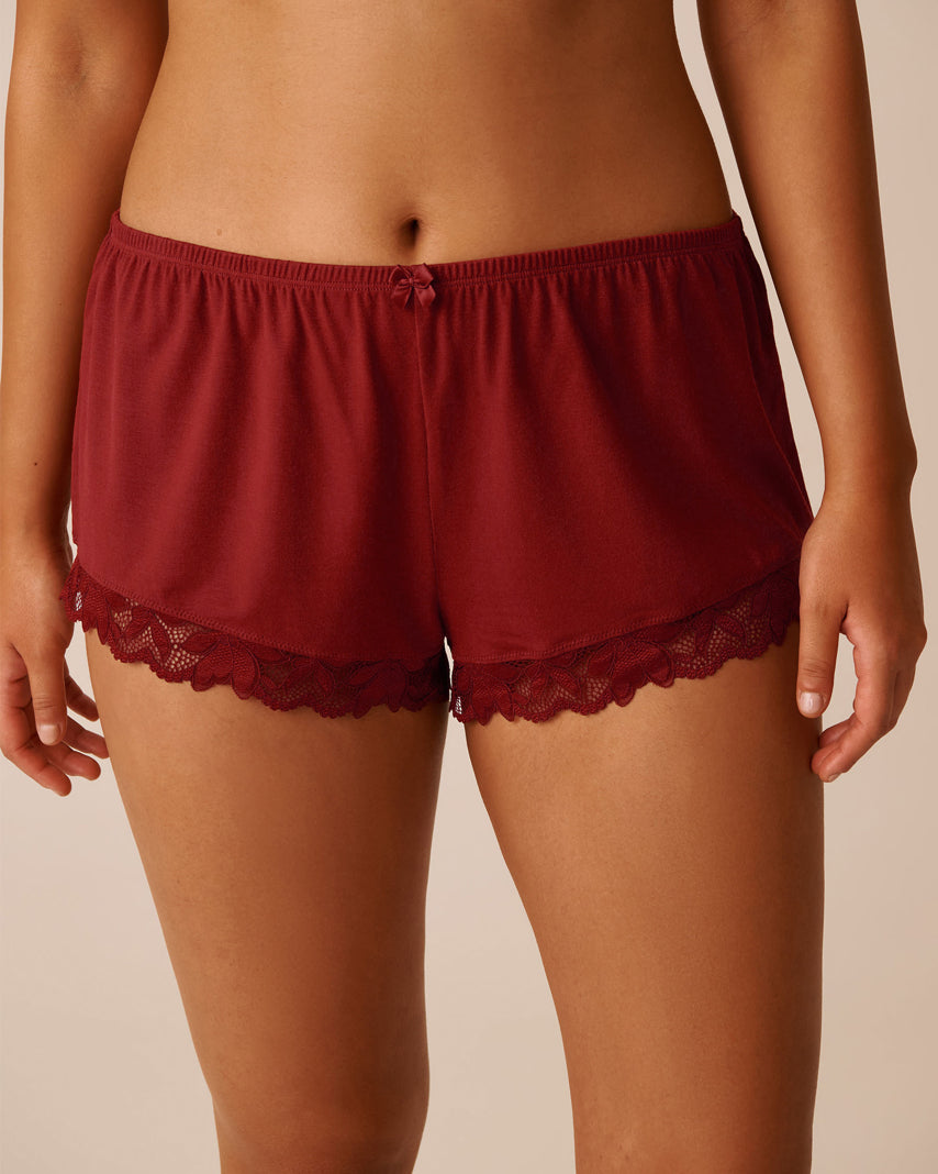 La Vie en Rose_Sun-Dried Tomato_Lace Detail Modal Shorts_60200140_60205_01
