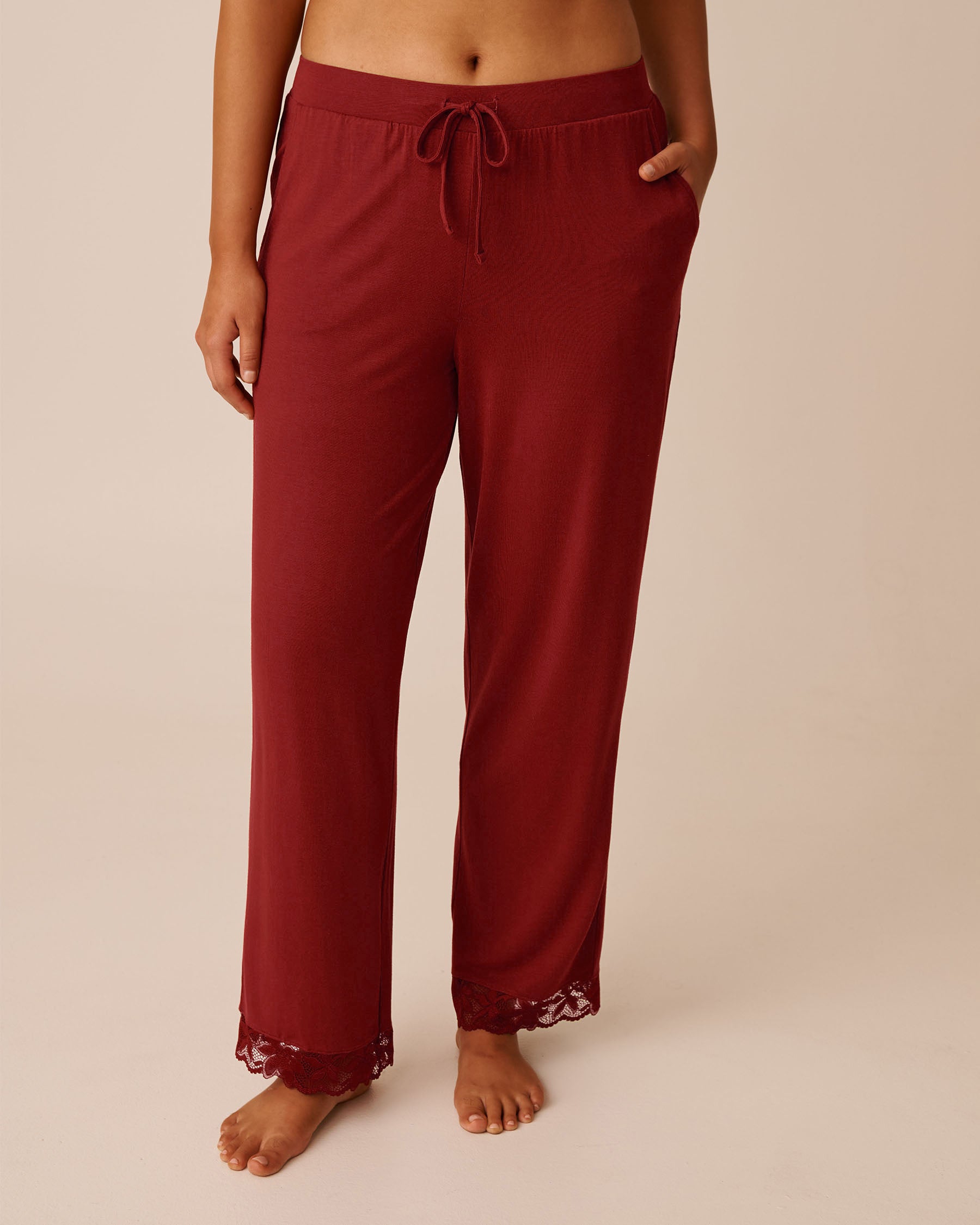 La Vie en Rose_Sun-Dried Tomato_Lace Detail Modal Pants_60200142_60205_01