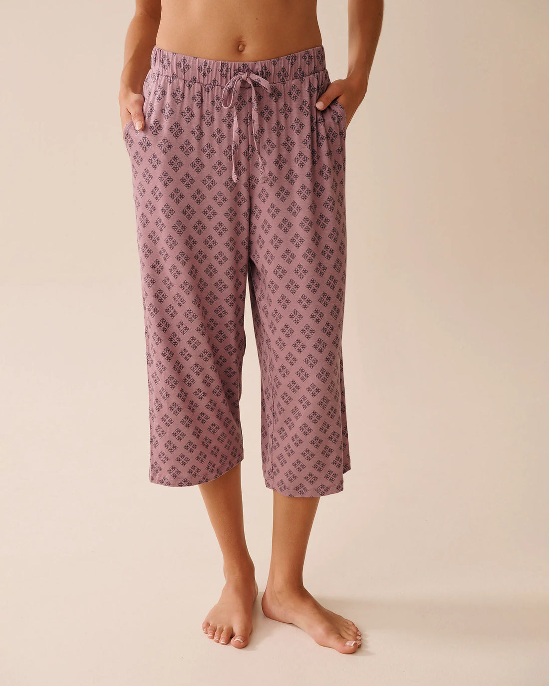 La Vie en Rose_Mauve Geo Ditsy_Geo Print Soft Jersey Pajama Capris_60200151_P50101_01