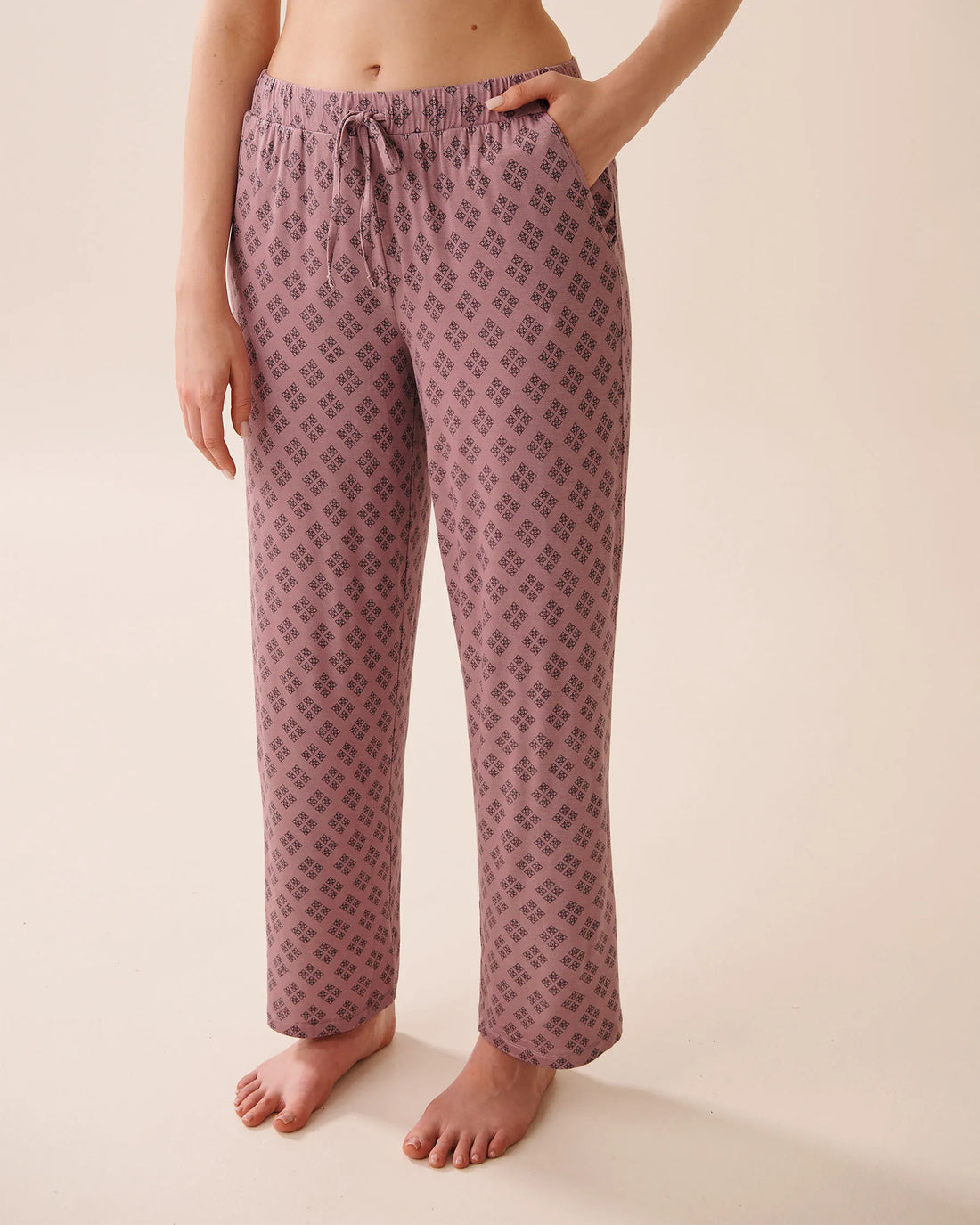 La Vie en Rose_Mauve Geo Ditsy_Geo Print Soft Jersey Pajama Pants_60200152_P50101_01
