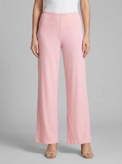 La Vie en Rose_Tickled Pink_Ribbed Modal and Lace Trim Pants_60200170_60229_00