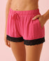 La Vie en Rose_Fuchsia Rose_Lace Trim Modal Shorts_60200172_60228_01