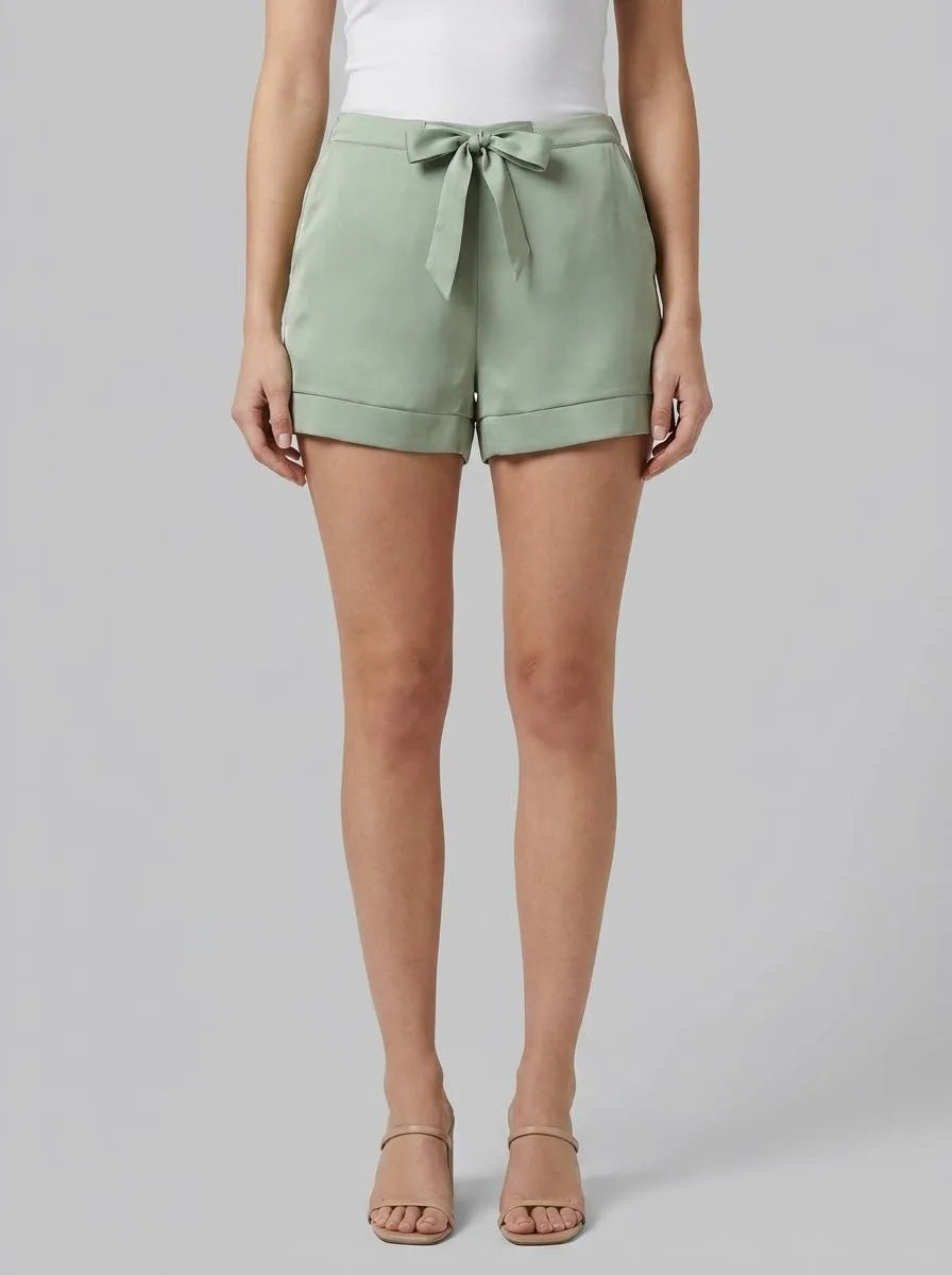 La Vie en Rose_Green_Satin Shorts_60200175_30059_00