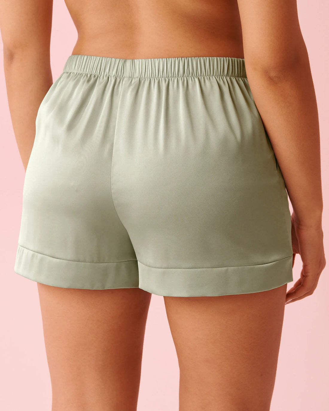 La Vie en Rose_Green_Satin Shorts_60200175_30059_02
