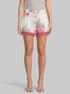 La Vie en Rose Snow White Flowers Women LUXURY EDITION Camellia Print Lace Trim Satin Shorts SKU: 60200177_P10585 Image 00