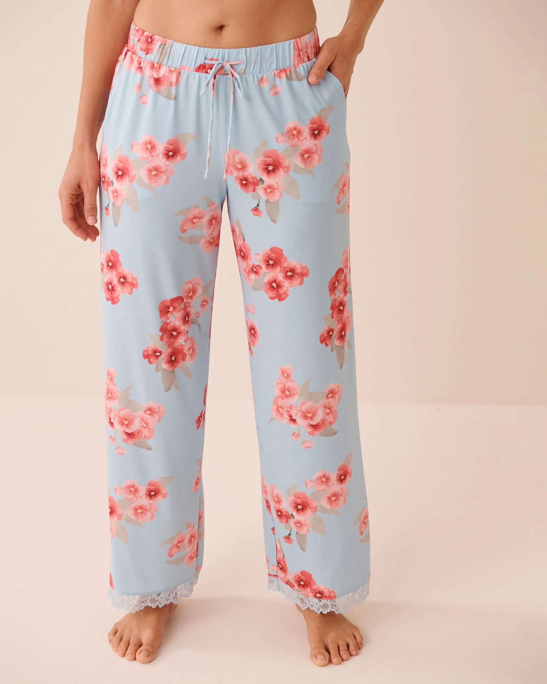 La Vie en Rose Stratosphere Blossom Women Spring Blossom Print Lace Trim Pajama Pants SKU: 60200179_P40551 Image 01