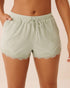 La Vie en Rose Desert Sage Women Ribbed Modal and Lace Trim Shorts SKU: 60200180_30035 Image 01