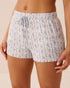 La Vie en Rose Blue Mix Stripes Women Blue Floral Print Soft Jersey Pajama Shorts SKU: 60200182_P10591 Image 01