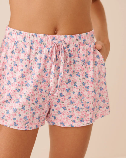 La Vie en Rose Blueberry Ditsy Women Bloom &amp; Berry Print Soft Jersey Pajama Shorts SKU: 60200182_P60472 Image 01