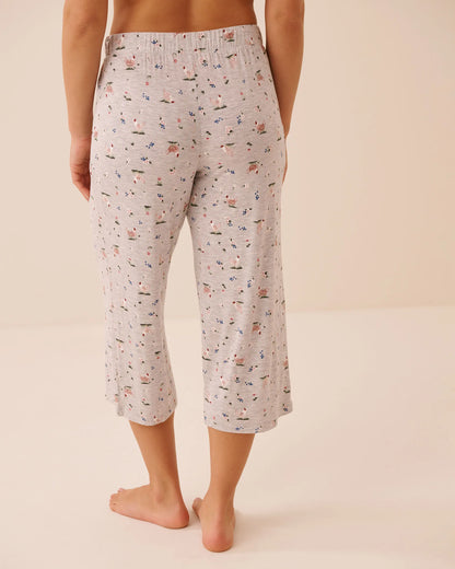 La Vie en Rose Gray Mix Chicken Women Chicken Print Soft Jersey Pajama Capris SKU: 60200183_P00511 Image 02