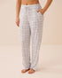 La Vie en Rose Blue Mix Stripes Women Blue Floral Print Soft Jersey Pajama Pants SKU: 60200184_P10591 Image 01