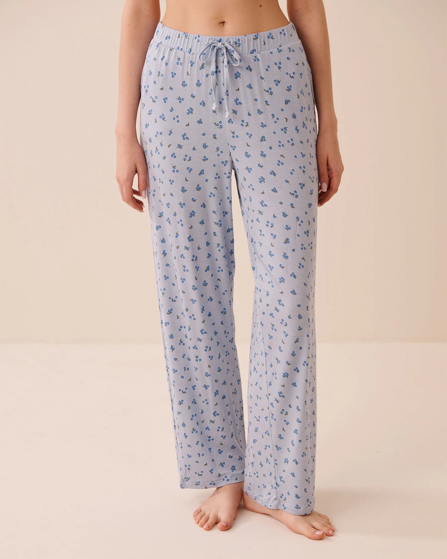 La Vie en Rose Kentuky  Blueberry Women Berry Print Soft Jersey Pajama Pants SKU: 60200184_P40559 Image 04