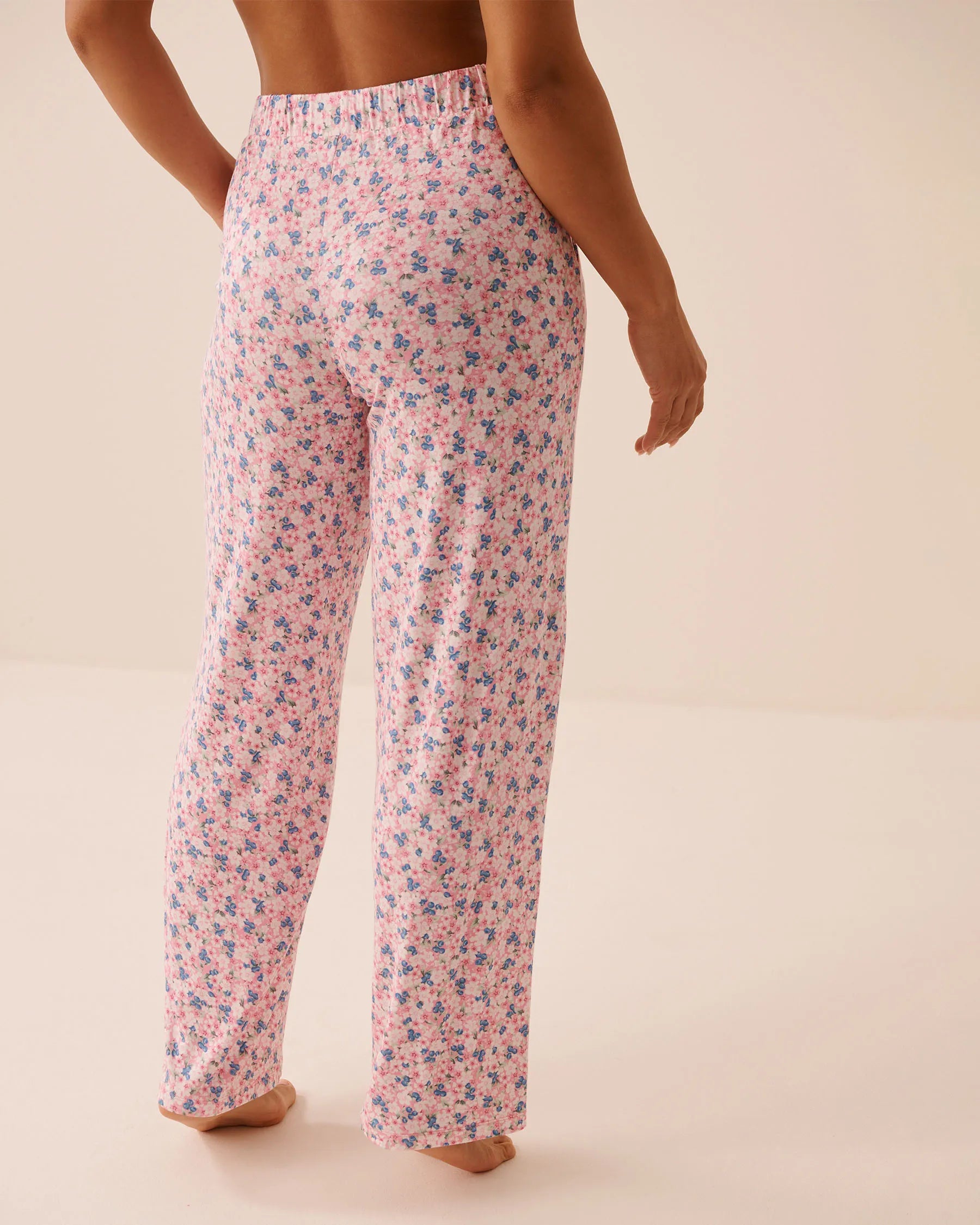 La Vie en Rose Blueberry Ditsy Women Bloom &amp; Berry Print Soft Jersey Jogger Pajama Pant SKU: 60200184_P60472 Image 02