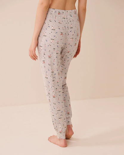 La Vie en Rose Gray Mix Chicken Women Chicken Print Soft Jersey Jogger Pajama Pants SKU: 60200185_P00511 Image 02