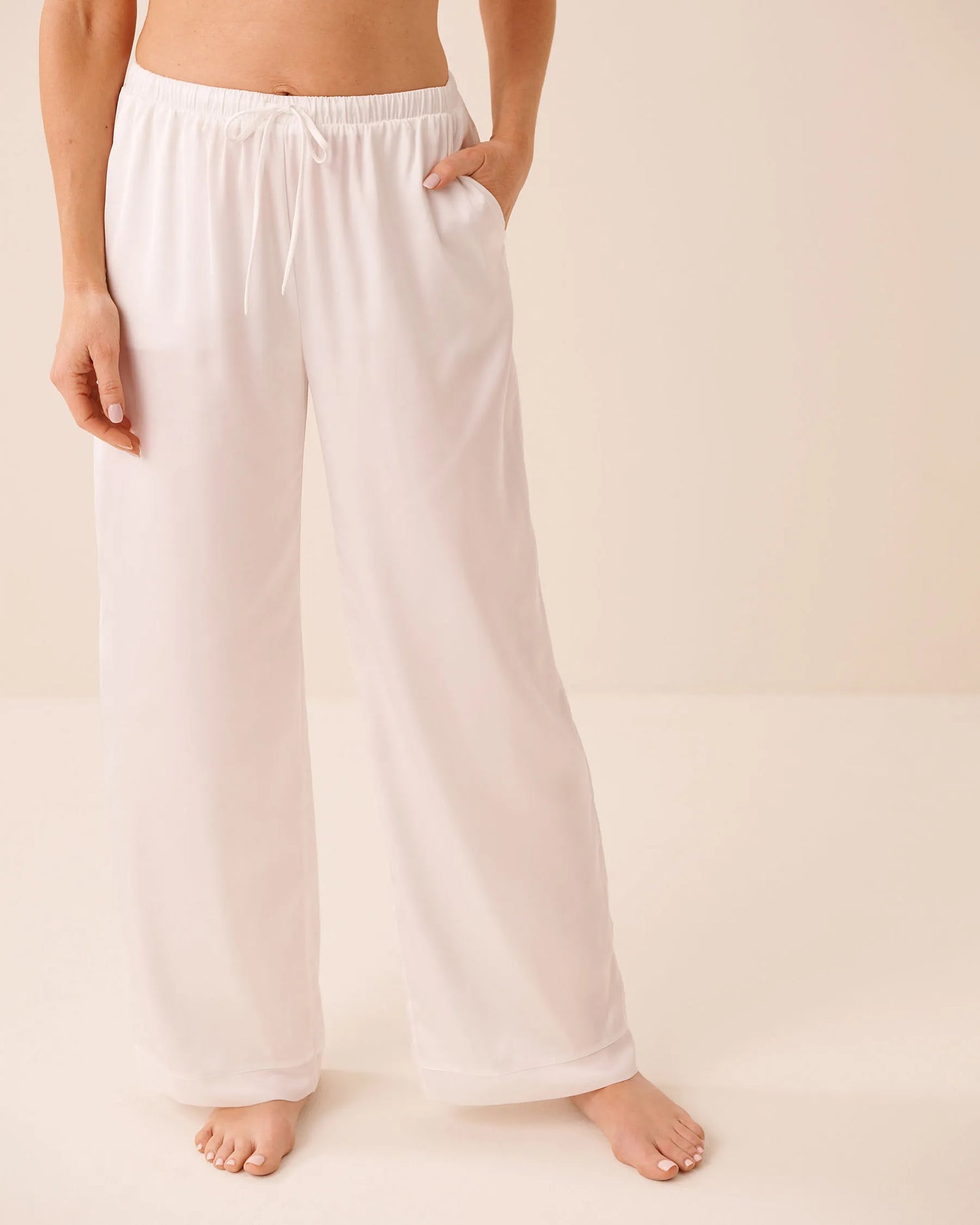 La Vie en Rose Snow White Women LUXURY EDITION Satin And Chiffon Pants SKU: 60200188_10011 Image 01