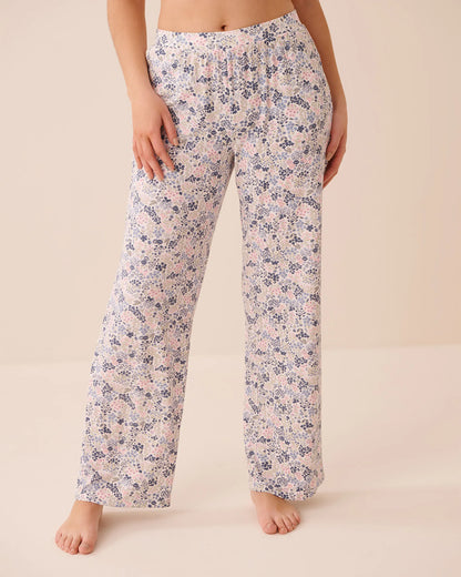 La Vie en Rose Blue Mix Ditsy Women Ribbed Modal Pants SKU: 60200192_P40572 Image 01
