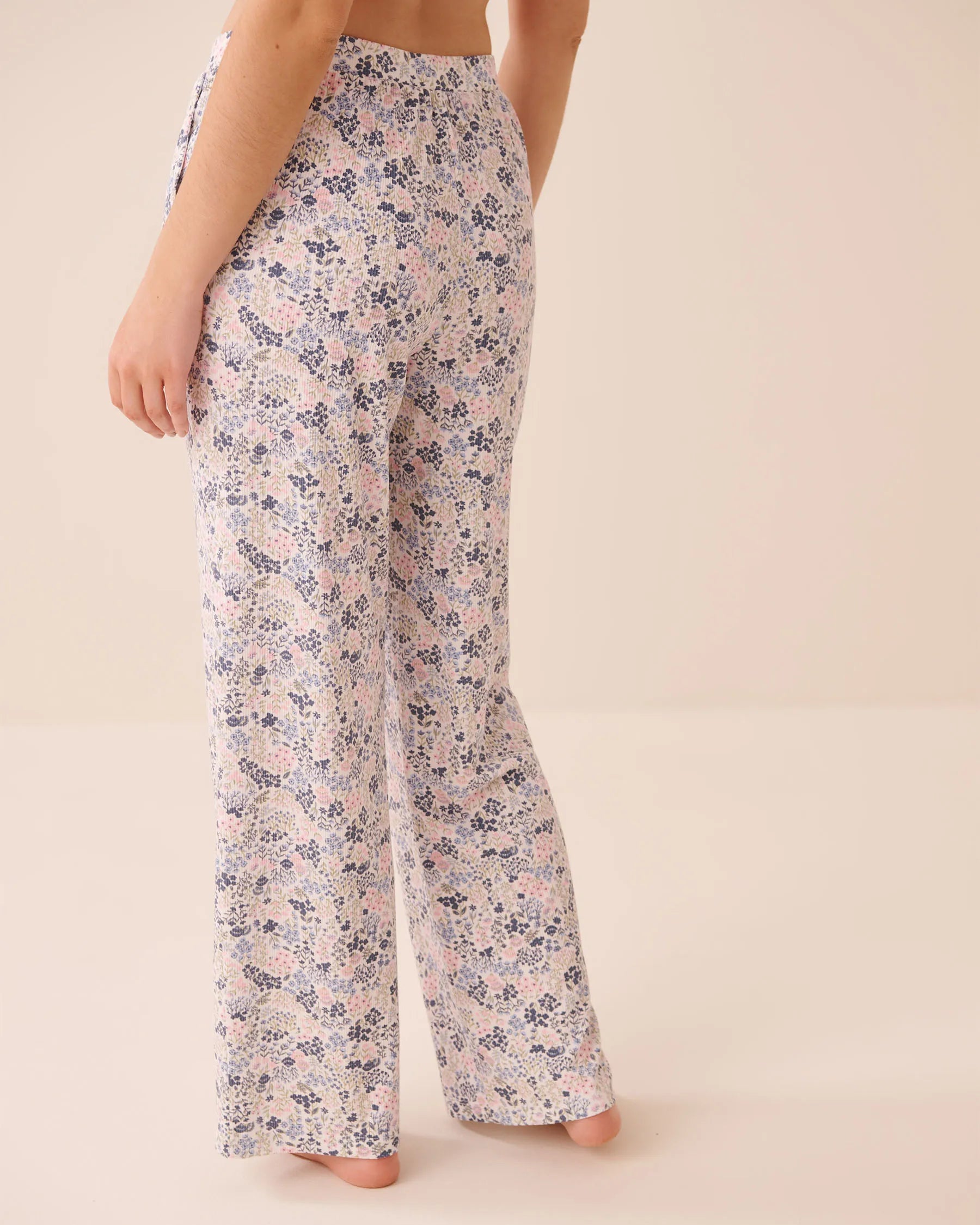 La Vie en Rose Blue Mix Ditsy Women Ribbed Modal Pants SKU: 60200192_P40572 Image 02