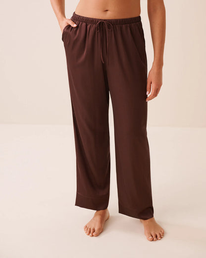 La Vie en Rose Brown Stone Women Luxury Edition Satin Pants SKU: 60200197_20131 Image 01
