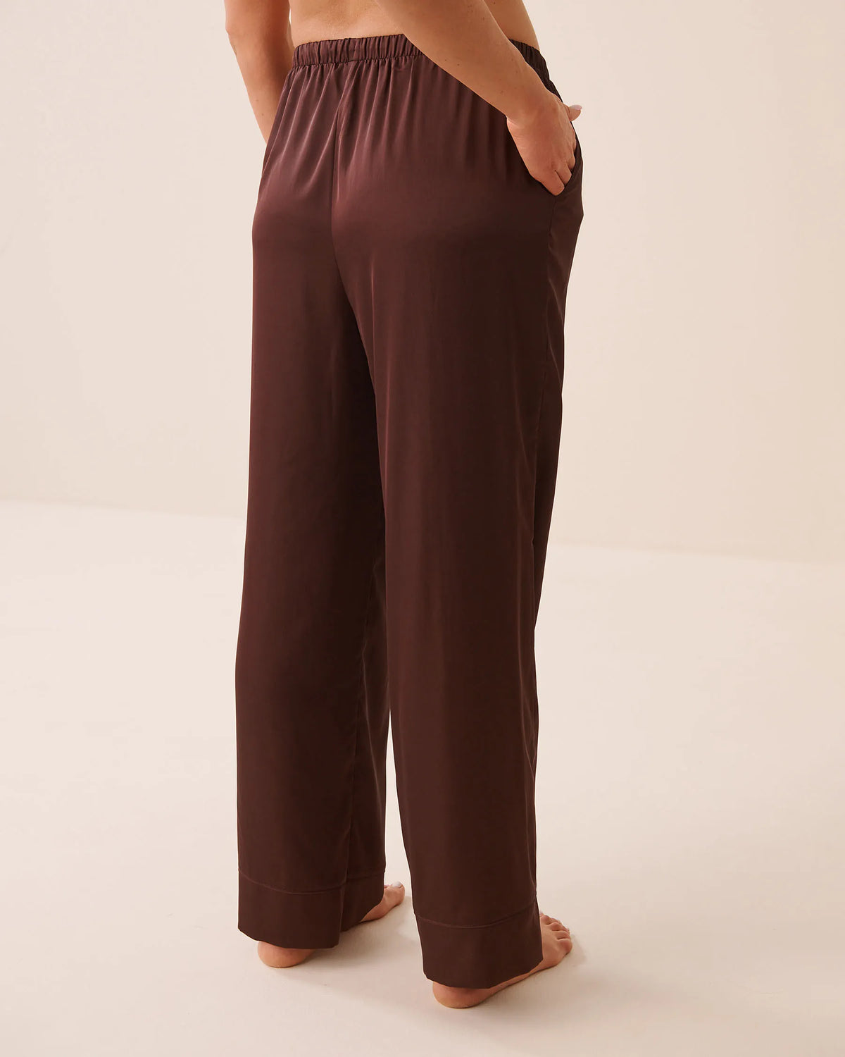 La Vie en Rose Brown Stone Women Luxury Edition Satin Pants SKU: 60200197_20131 Image 02